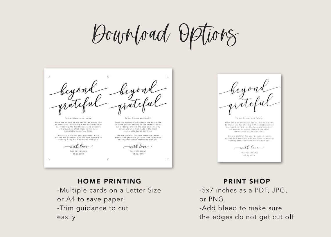 Wedding Thank You Template Thank You Note Cards Printable - Etsy