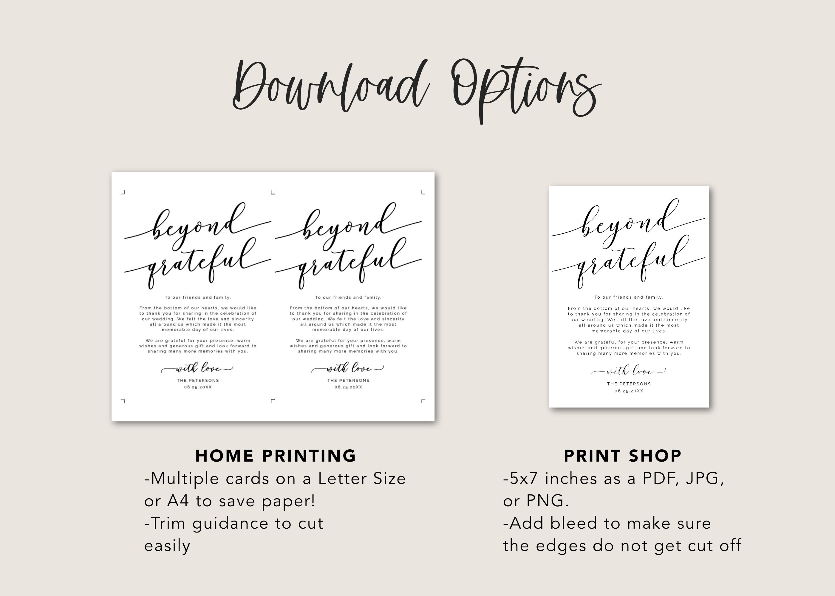 Wedding Thank You Template Thank You Note Cards Printable | Etsy