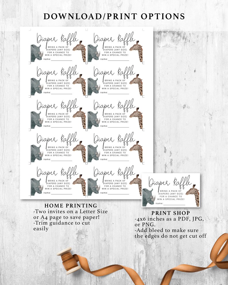 Printable Safari Theme Baby Shower Diaper Raffle Ticket - Etsy