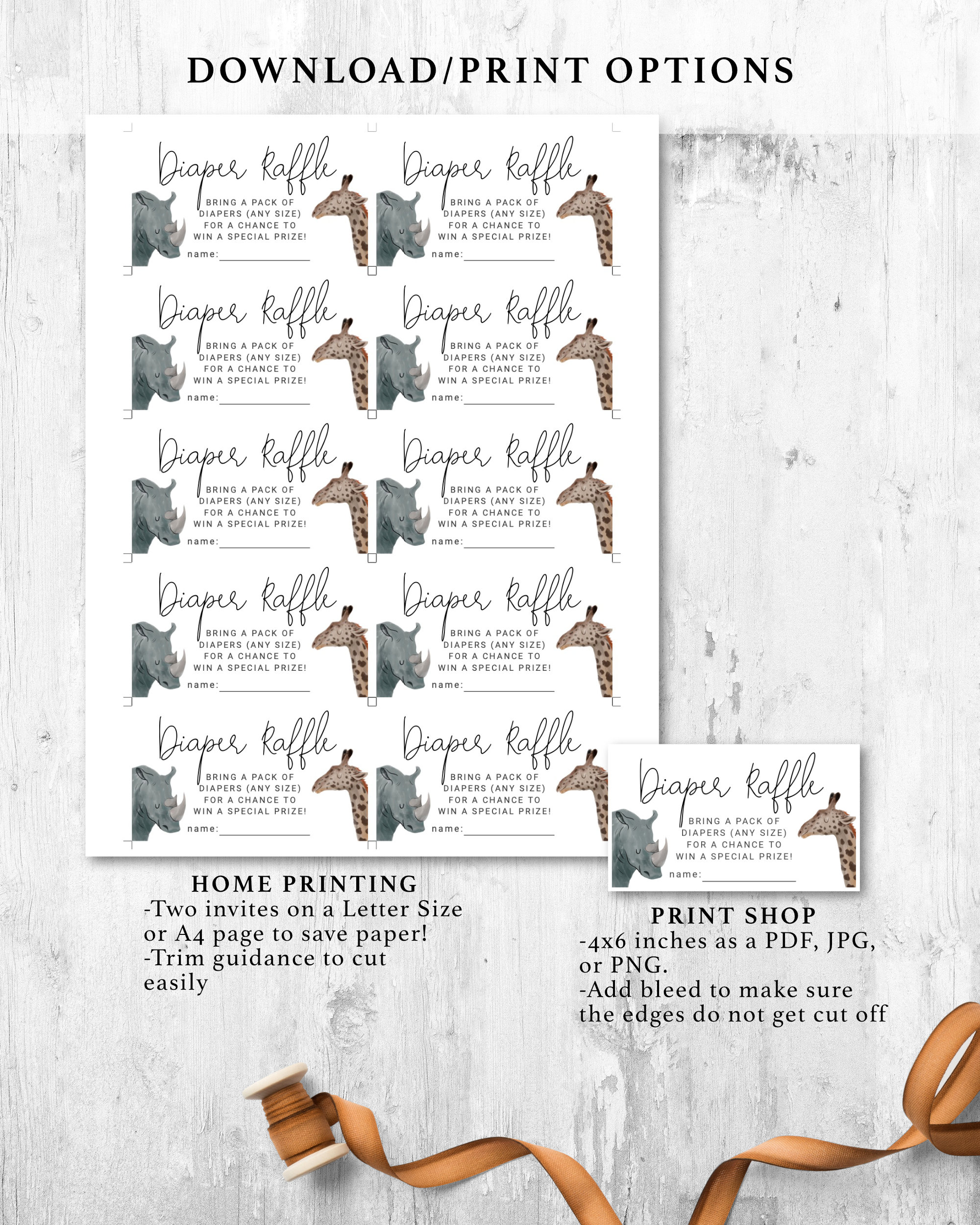 Printable Safari Theme Baby Shower Diaper Raffle Ticket - Etsy