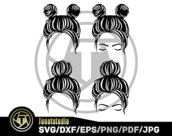 Messy Hair Bun Svg,Messy Bun svg,Messy Bun Face svg,Girl svg,mom svg,Pretty svg,Hairstylist svg,hair bun svg,kids svg,princess svg,hair svg
