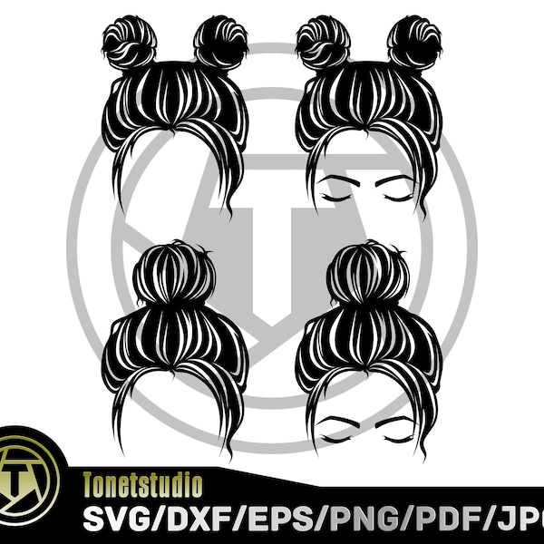 Messy Hair Bun Svg,Messy Bun svg,Messy Bun Face svg,Girl svg,mom svg,Pretty svg,Hairstylist svg,hair bun svg,kids svg,princess svg,hair svg