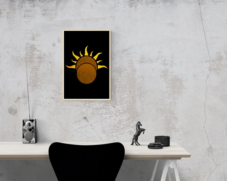 Lune abstraite Moon Wall Art Minimal Modern Celestial Art Etsy France