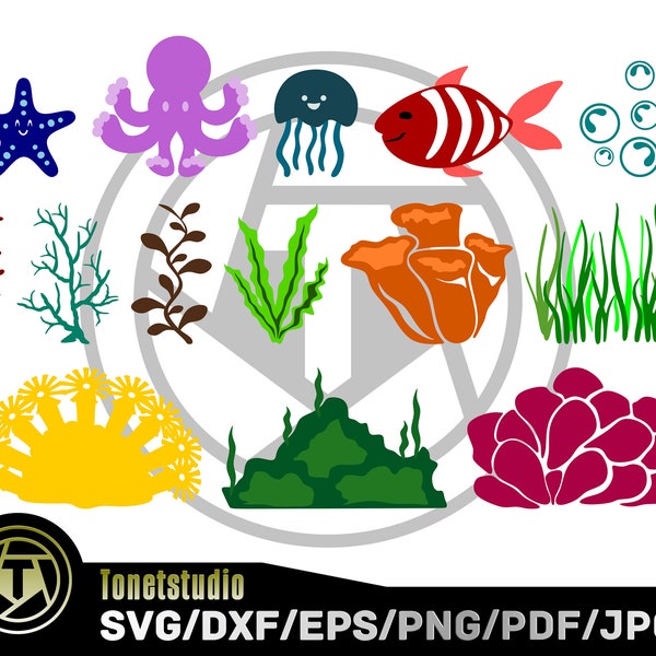 Under The Sea svg,Sea Animals svg,Ocean svg,Sea svg,Summer svg,Fish svg,Octopus svg,Jelly Fish svg,Corals svg,Bubbles svg,Seaweed svg,Star