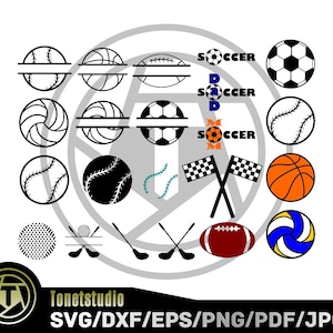 Sportbälle SVG, Sport SVG-Bundle, Sportbälle Monogramme, Name Rahmen SVG, Monogramm Rahmen svg, Fußball svg, Fußball svg, Baseball svg, Basketball svg