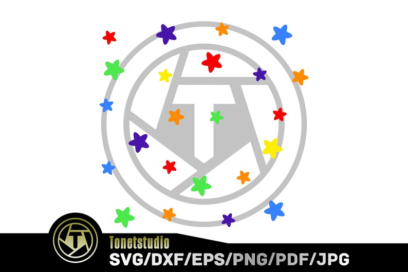Puede incluir: Un c&iacute;rculo gris con una letra estilizada "T" en el centro. El c&iacute;rculo est&aacute; rodeado por un anillo de estrellas de colores en tonos de rojo, naranja, amarillo, verde, azul y morado.