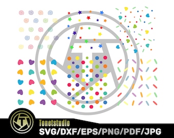 Sprinkle svg, Geburtstag svg, Kuchen svg, Donut svg, Donut Streusel svg, Bäckerei svg, Konfetti Ornament svg, Regenbogen-Streuse, Donut svg, Süßigkeiten svg