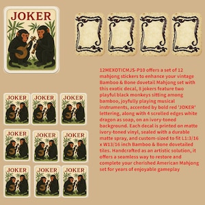 Vintage Mahjong Joker Stickers: Bamboo & Bone Tile Decals 12MEXOTICMJS-P10