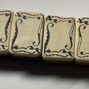 Antique Bamboo & Bone Mahjong Soap-Stickered Stickered Tiles-Set Of 4