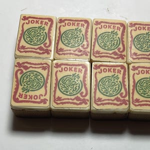 Set of 8 Vintage Bamboo & Bone Mahjong Tiles – Beautifully Topped with Joker Stickers
