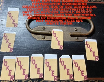 Handcraft Joker Stickers Set Of 10 Make Per Order Suitable For Enrobbed solid color MET Mahjong tiles set.