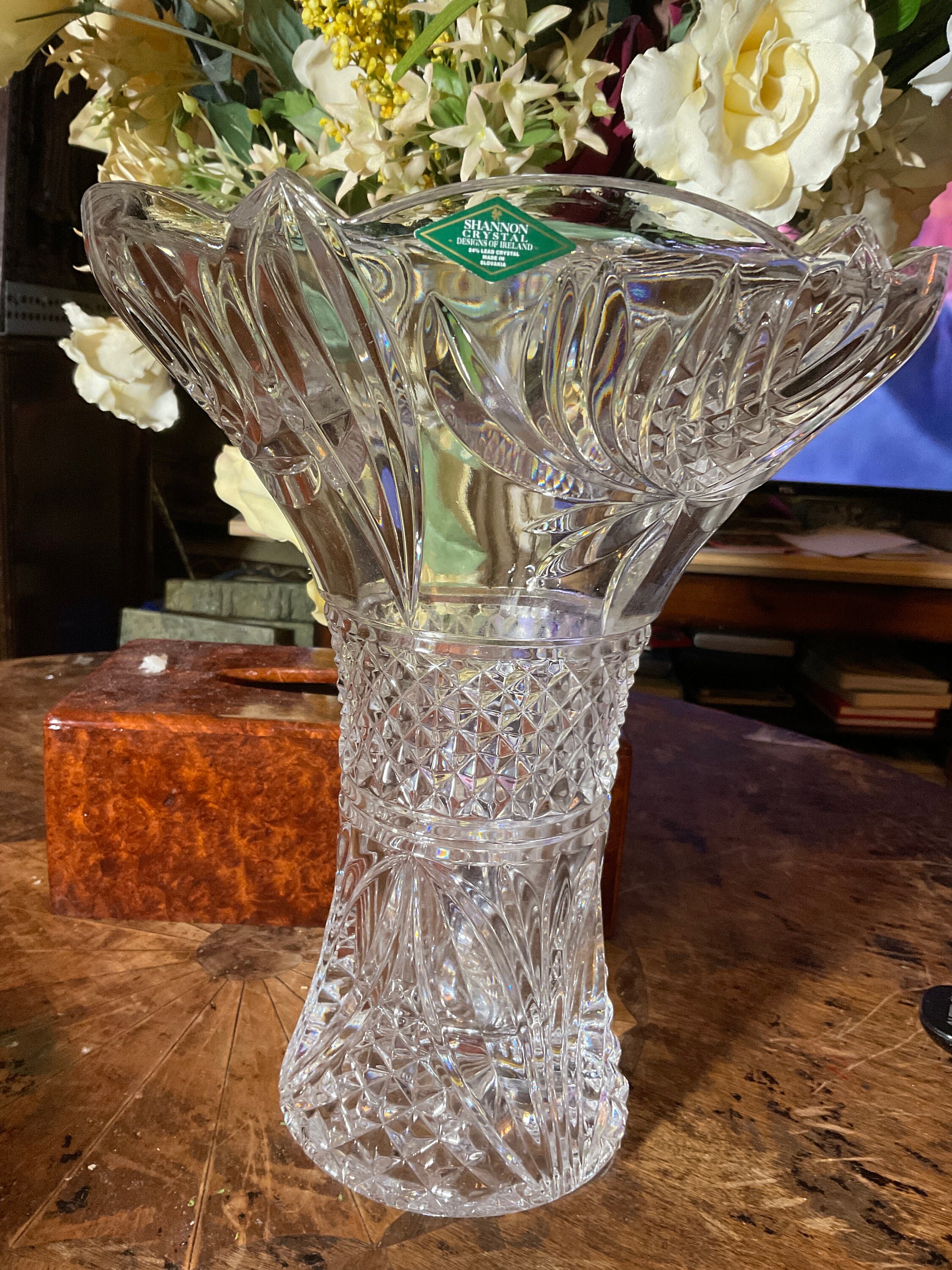 Vintage Shannon Designs of Ireland 24 Lead Crystal Vase Made in