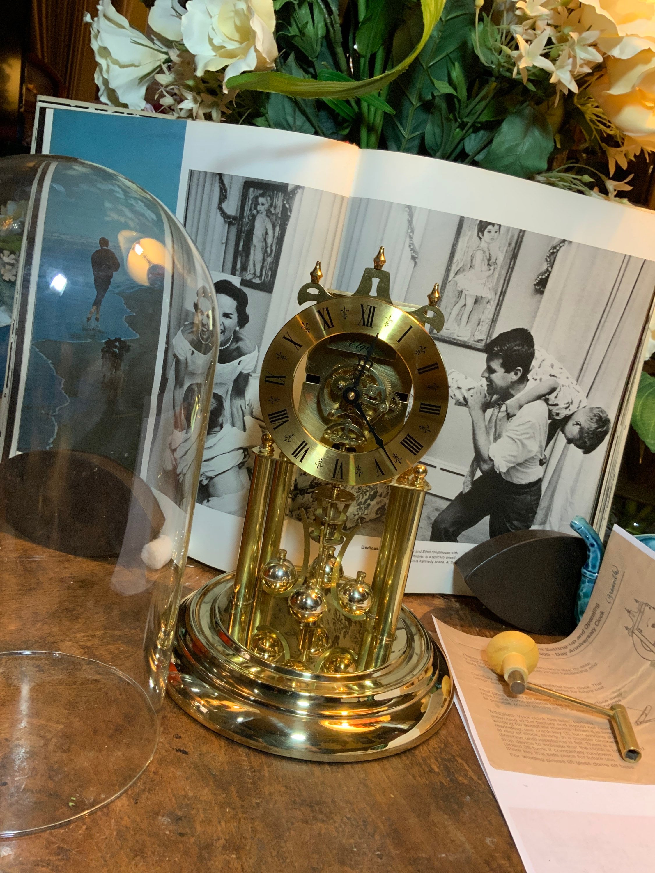 VTG E49 Elgin S Haller One (1) Jewel Unadjusted 400 Day Anniversary Clock W/ Skeleton Torsion