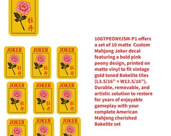 Mahjong Joker Stickers Peony Design – Optional Soap Stickers