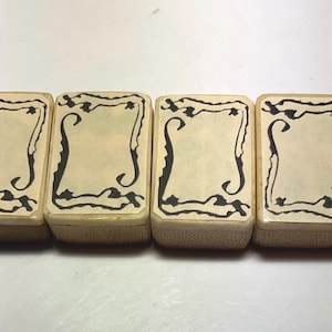Antique Bamboo & Bone Mahjong Soap-Stickered Stickered Tiles-Set Of 4