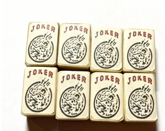 Antique Bamboo & Bone Mahjong Tiles - 8 Joker Stickered Tiles - Etsy