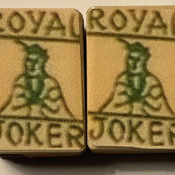 Vintage Mahjong(g)  Dovetailed Bamboo Bone Tile W Vinyl Royal Joker Sticker On Or Vinyl Royal Joker Stickers Only