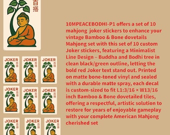 American Mahjong Joker-Soap Stickers – Buddha Bodhi Tree Design-Vintage Bone-Tone Vinyl Matte Finish