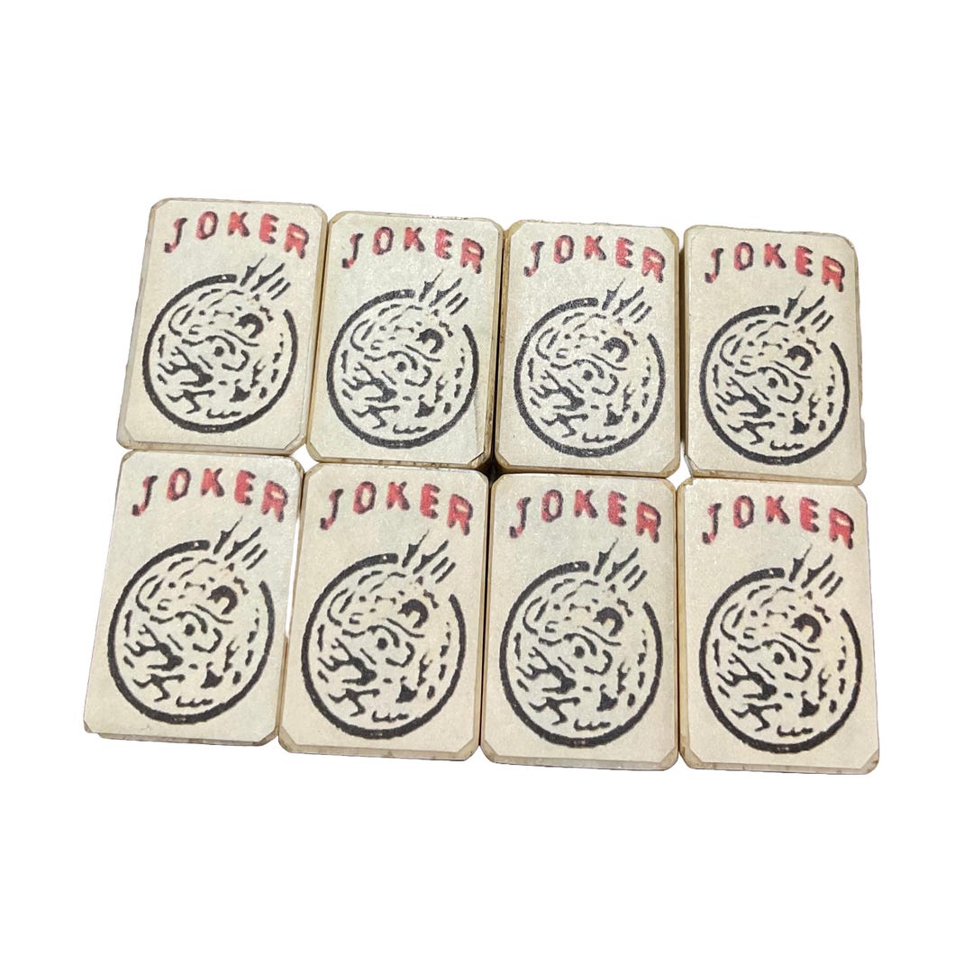 Antique Bamboo & Thick Bone Mahjong Tiles - 8 Joker Stickered Tiles - Etsy