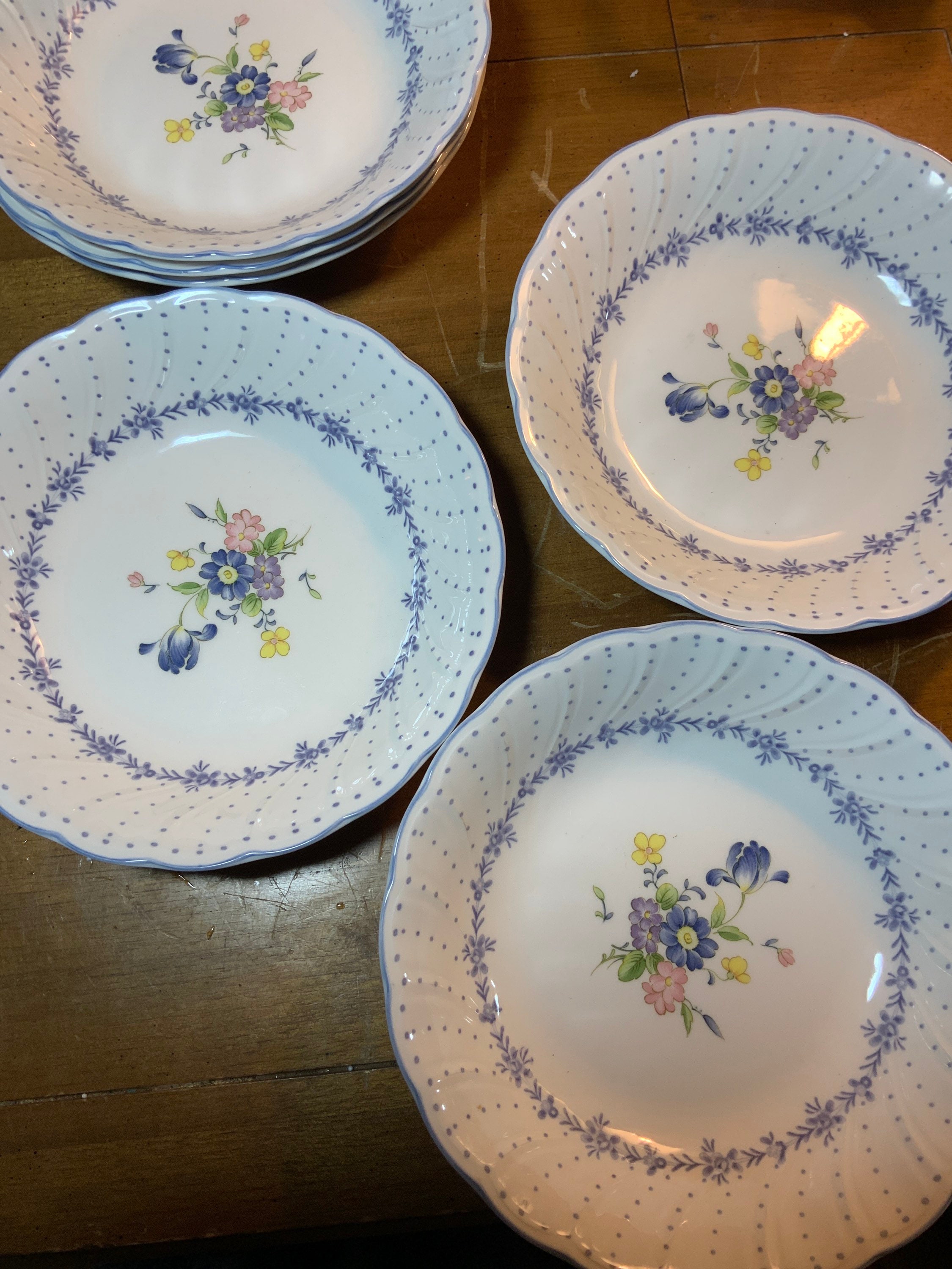 6 Vintage Nikko Floral Dot Decorated Tableware Blue Peony Etsy