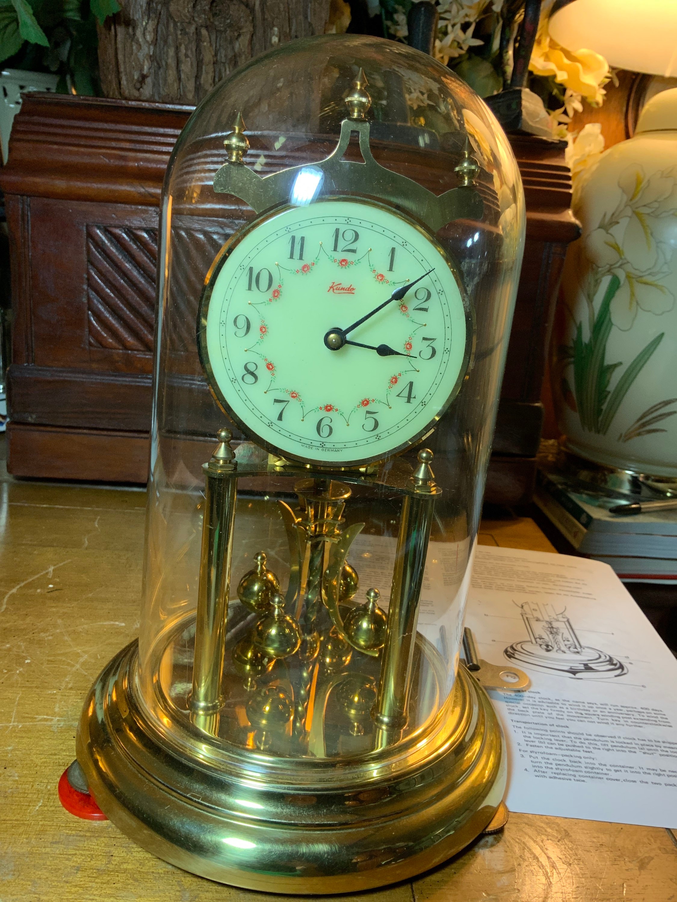 Vintage Kundo 400 Day Anniversary Clock Germany Plastic Dome K&O Trade