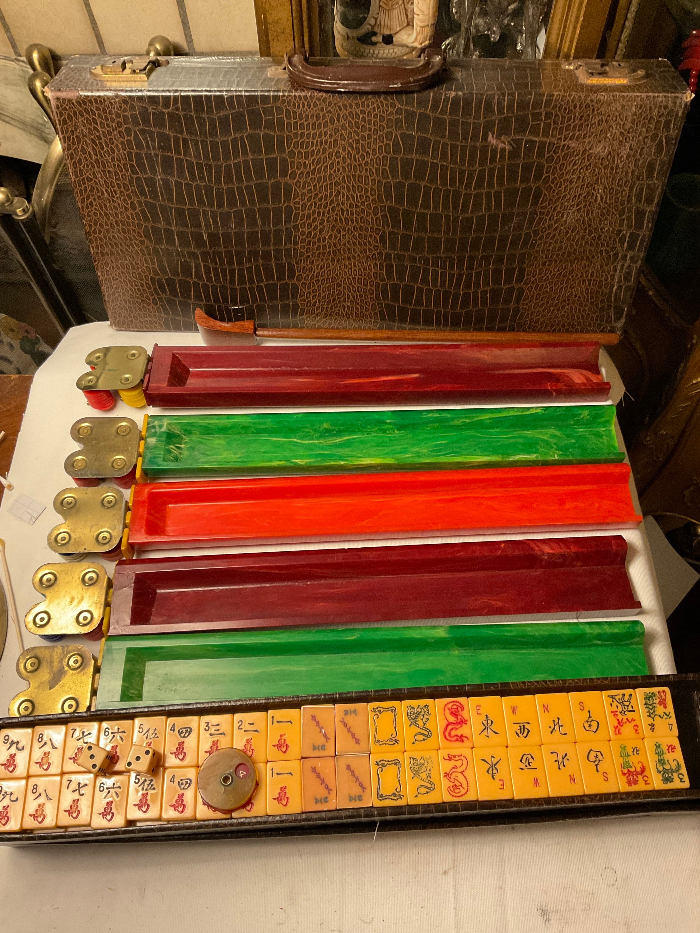Vintage Bakelite Complete American Mah Jongg Game, 152 Tiles 5 Racks 1 ...