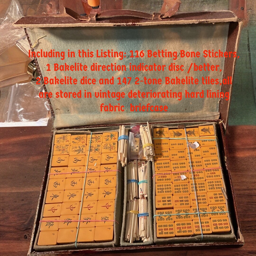 Rare Vintage Chinese Mahjong Set W 147 Bakelite 2 Tone Tiles c1930s Etsy