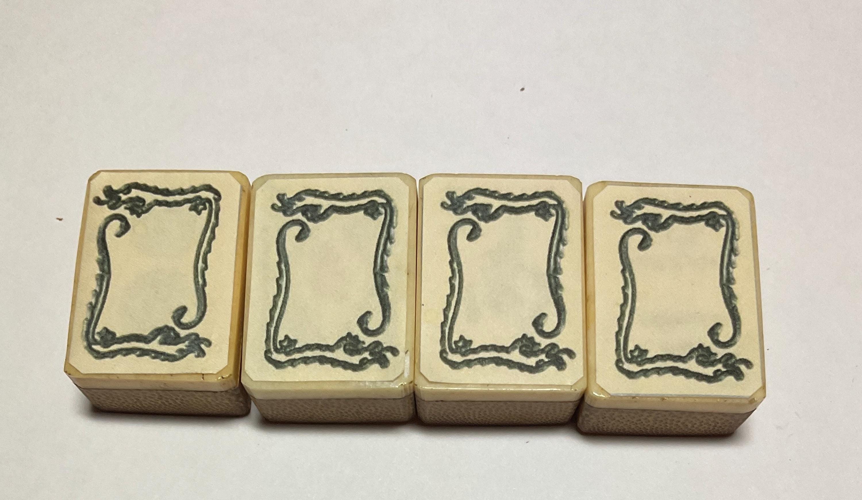 4 Antique Bamboo & Bone Mahjong Soap Stickered Tiles