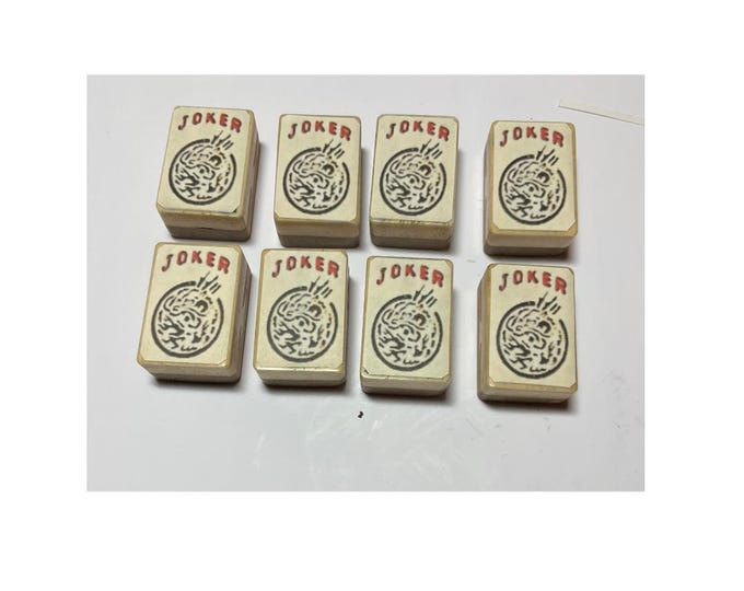 Antique Bamboo & Thick Bone Mahjong Tiles - 8 Joker Stickered Tiles - Etsy