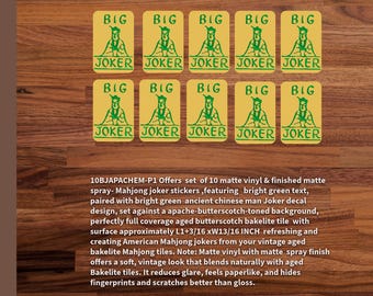 Mahjong Replica Big Joker Stickers -Set of 10, or 14