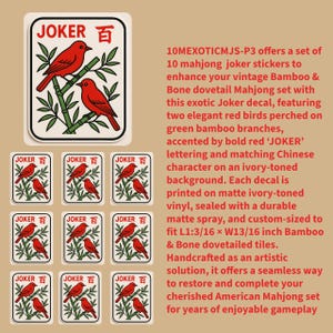 Vintage Mahjong Joker Stickers: Bamboo & Bone Tile Decals 10MEXOTICMJS-P3