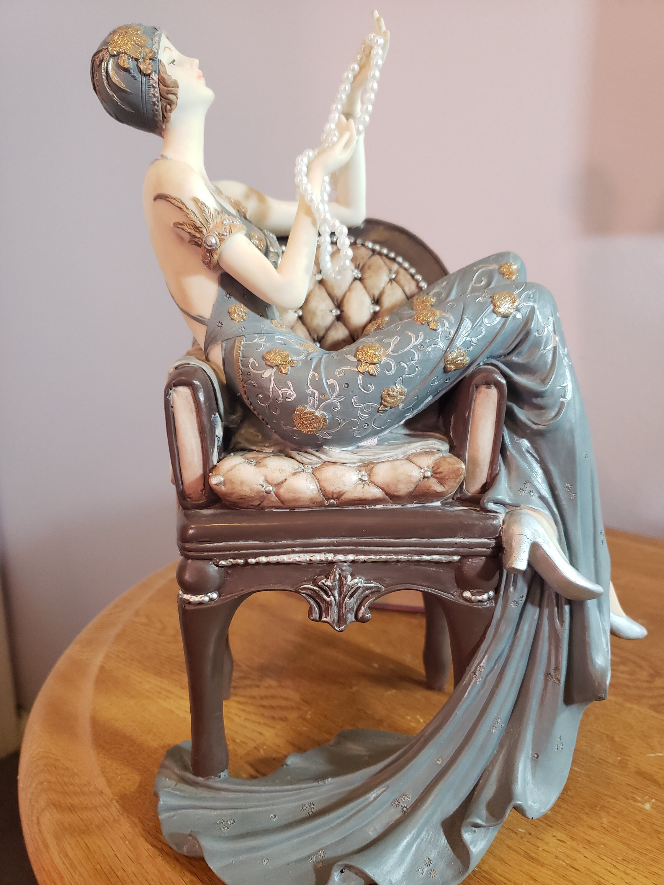 1930s Art Deco Woman Statue, AKA Moderne style, Sculpted French Bakelite Figurine