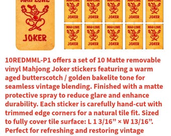 Mahjong Joker Stickers: Bakelite Mah-Lowe Style (Set of 10)