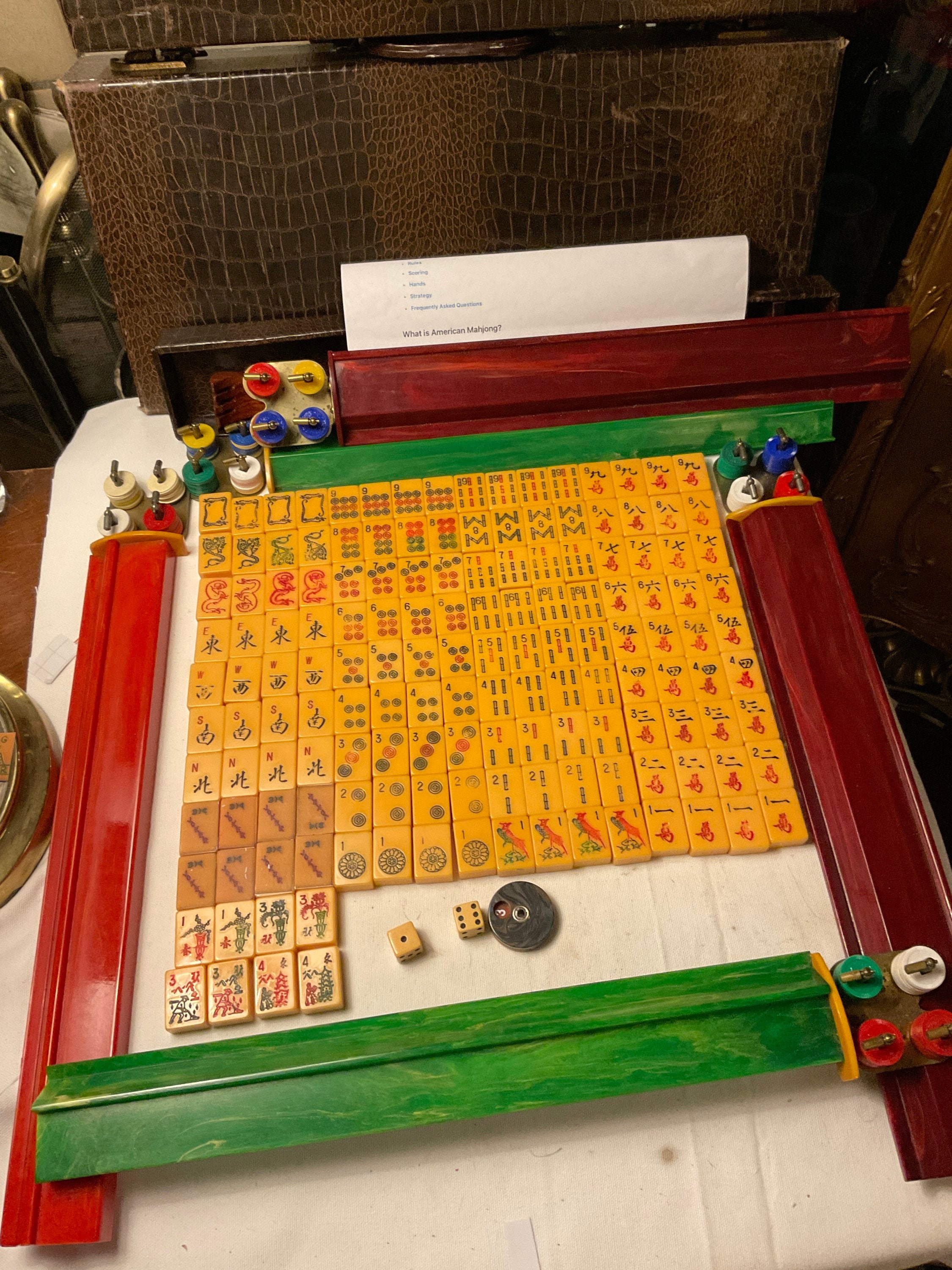 Vintage Bakelite Complete American Mah Jongg Game, 152 Tiles 5 Racks 1 ...