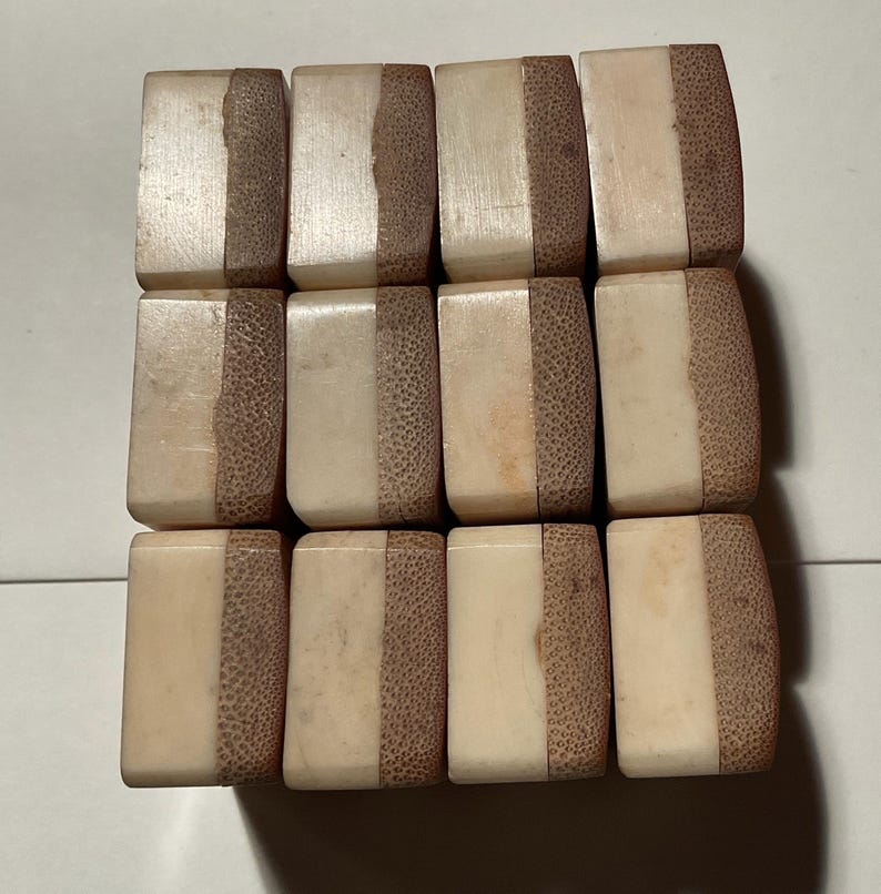 Vintage Mahjong Bamboo-Bone Stickered Tiles - Set Of 12(8 Jokers, 4 Soaps) image 8