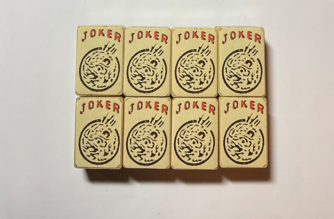 Rare Vintage Bamboo & Bone Mahjong Joker Replacement Tiles – Set of 8 ...