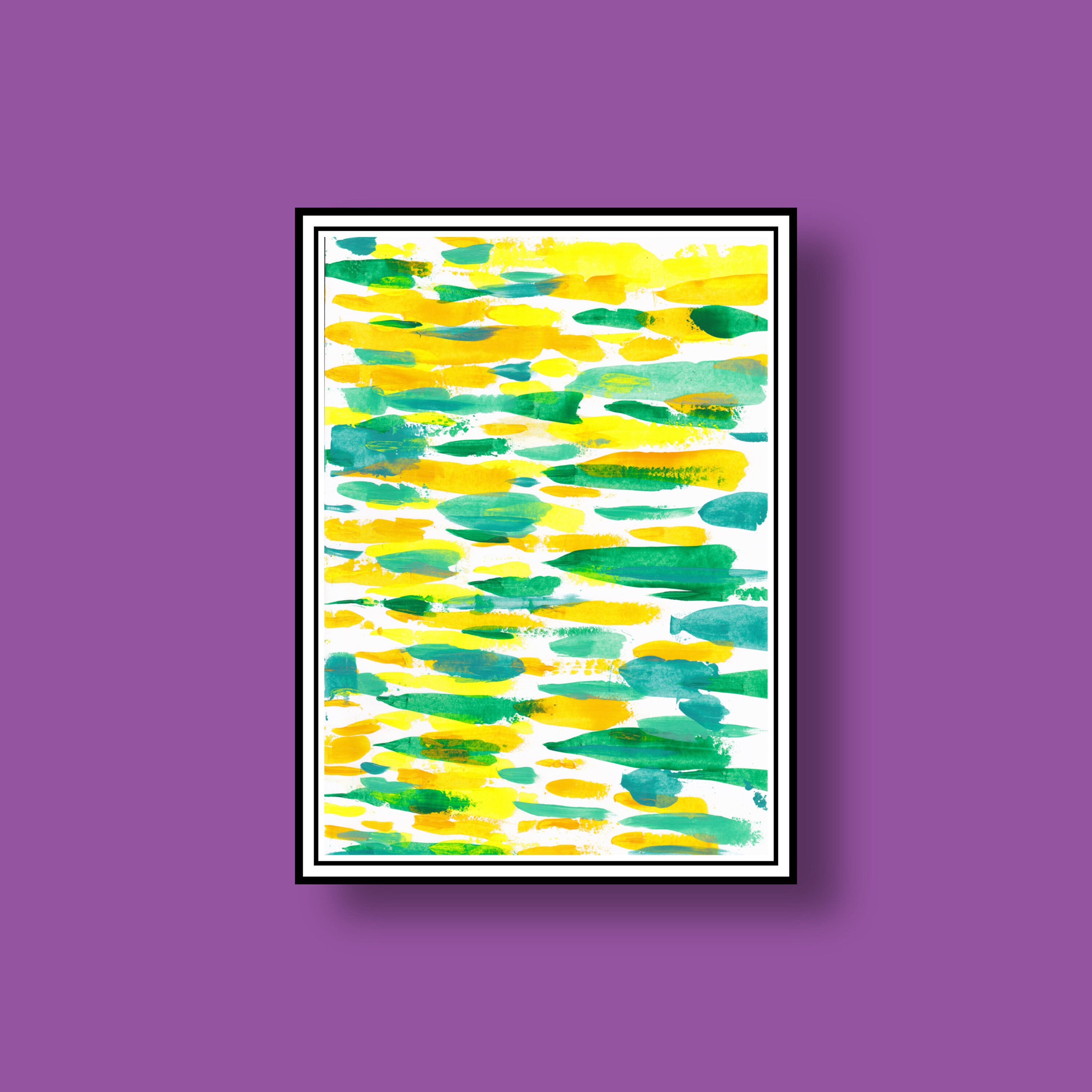 Green Abstract Art Yellow Abstract Art Abstract Etsy