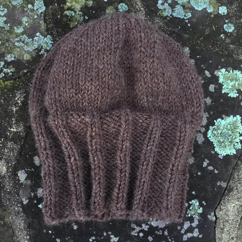 Chunky Knit Hat in Brown Alpaca Slouchy Knit Hat Ready to Ship Adult Beanie
