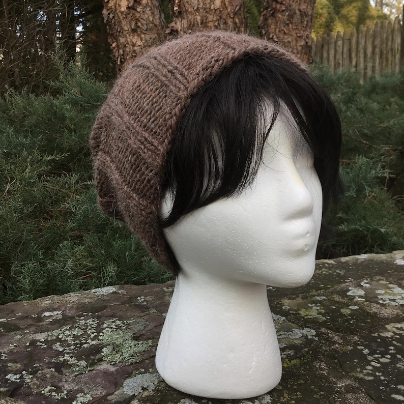 Chunky Knit Hat in Brown Alpaca Slouchy Knit Hat Ready to Ship Adult Beanie