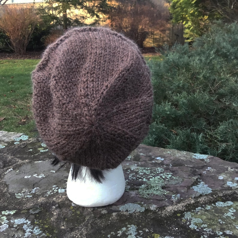 Chunky Knit Hat in Brown Alpaca Slouchy Knit Hat Ready to Ship Adult Beanie