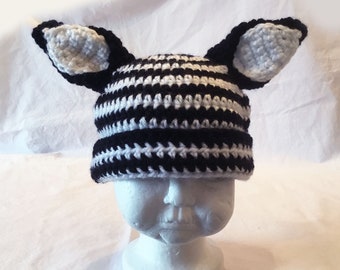 Crochet Zebra Hat: Animal Beanie, Photo Prop (3+ Years)