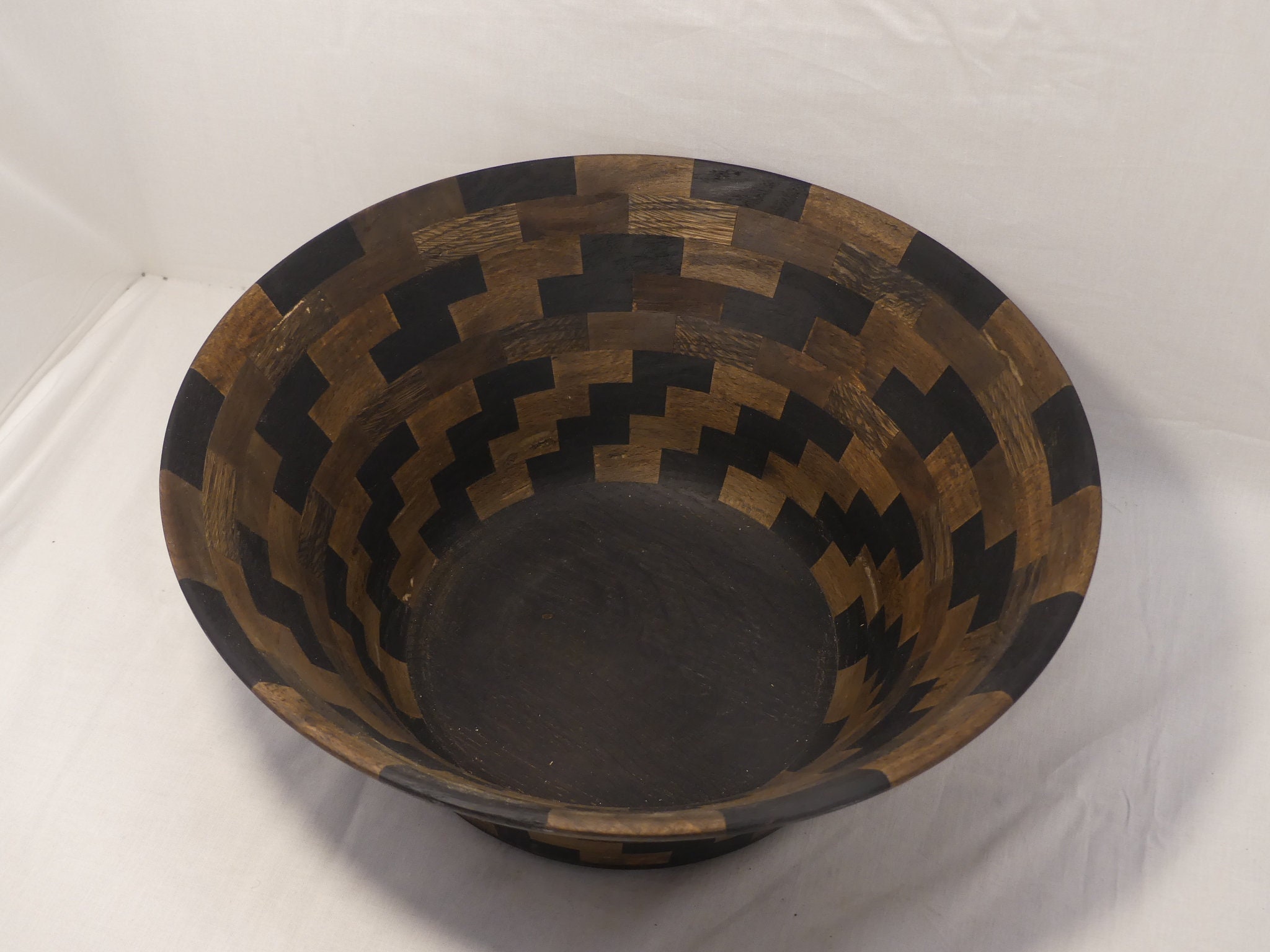 Grand Saladier Segmenté en Chêne Ébonisé et Hêtre