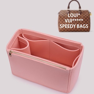 Speedy 50 40 35 30 25 20 18 Bag Organizer, Felt Purse Insert Handbag Liner for Speedy Tote Insert (Removable Pouch, Gold or Silver Zipper)