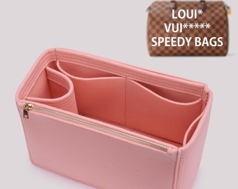 Speedy 50 40 35 30 25 20 18 Bag Organizer, Felt Purse Insert Handbag Liner for Speedy Tote Insert (Removable Pouch, Gold or Silver Zipper)