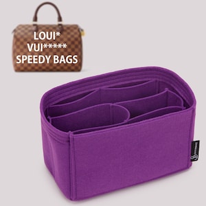 Custom Felt Handbag Insert for Speedy 40 35 30 25 Purse Organizer with Multiple Pockets and Removable Zip Pouch, Keeps Shape of Speedy Bag