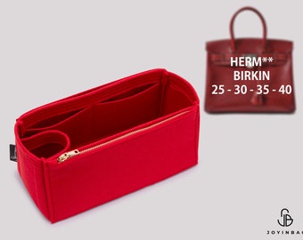 Organiseur Birkin personnalisé en feutre - Insertion de sac à main pour modèles Birkin 25/30/35/40 - Insertion de sac à main avec plusieurs poches et fermeture à glissière - Organiseur de sac