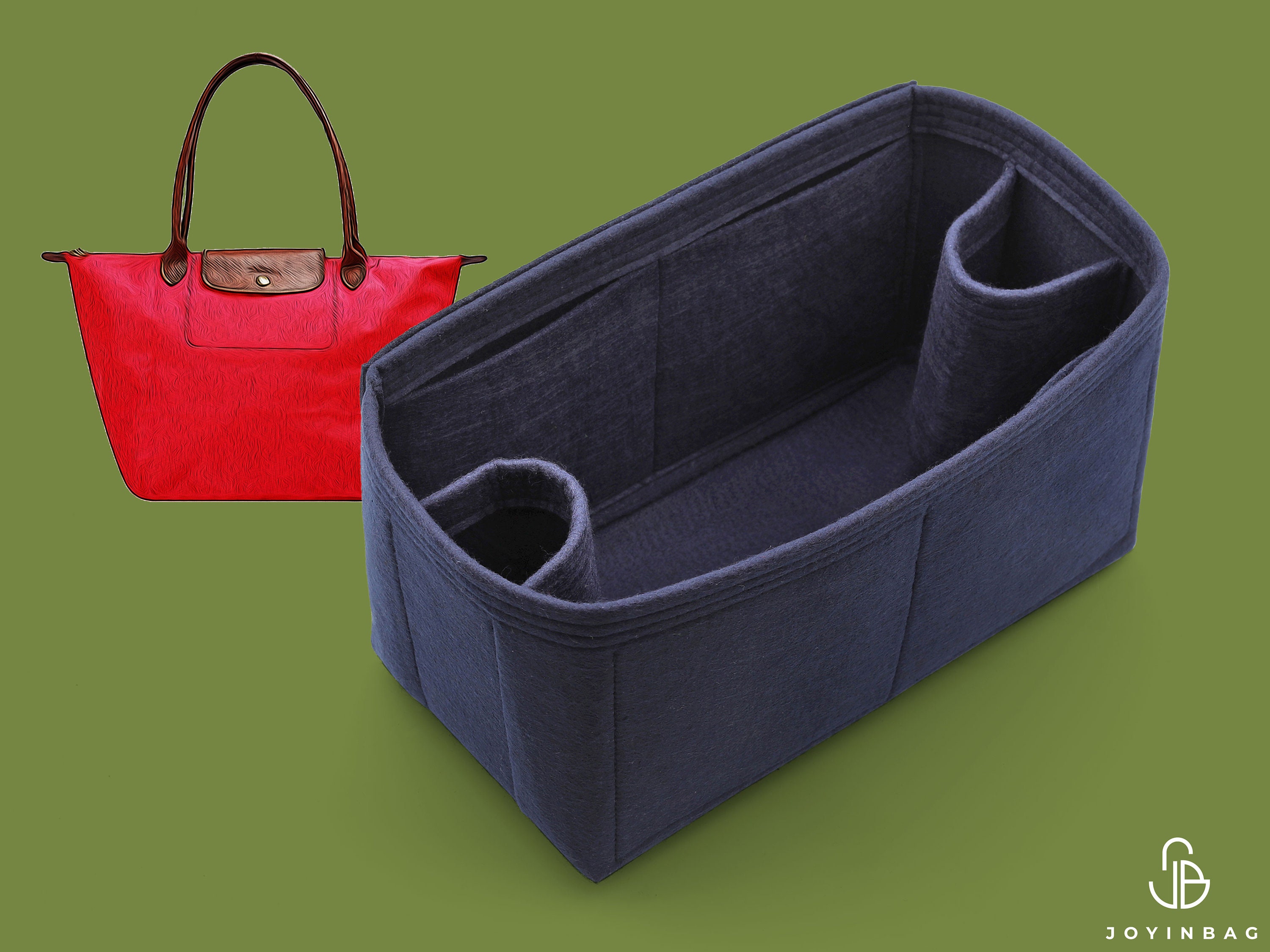 Bag and Purse Organizer with Zipper Top Style for Le Pliage Large and Neo Large  Tote Bags