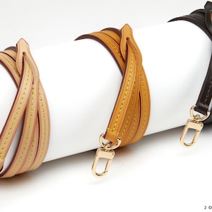 Vachetta Bag Strap, Real Leather Replacement Strap for Designer Purse, Fine Leather Strap with Stitching & Pull-Through Attachment Tab