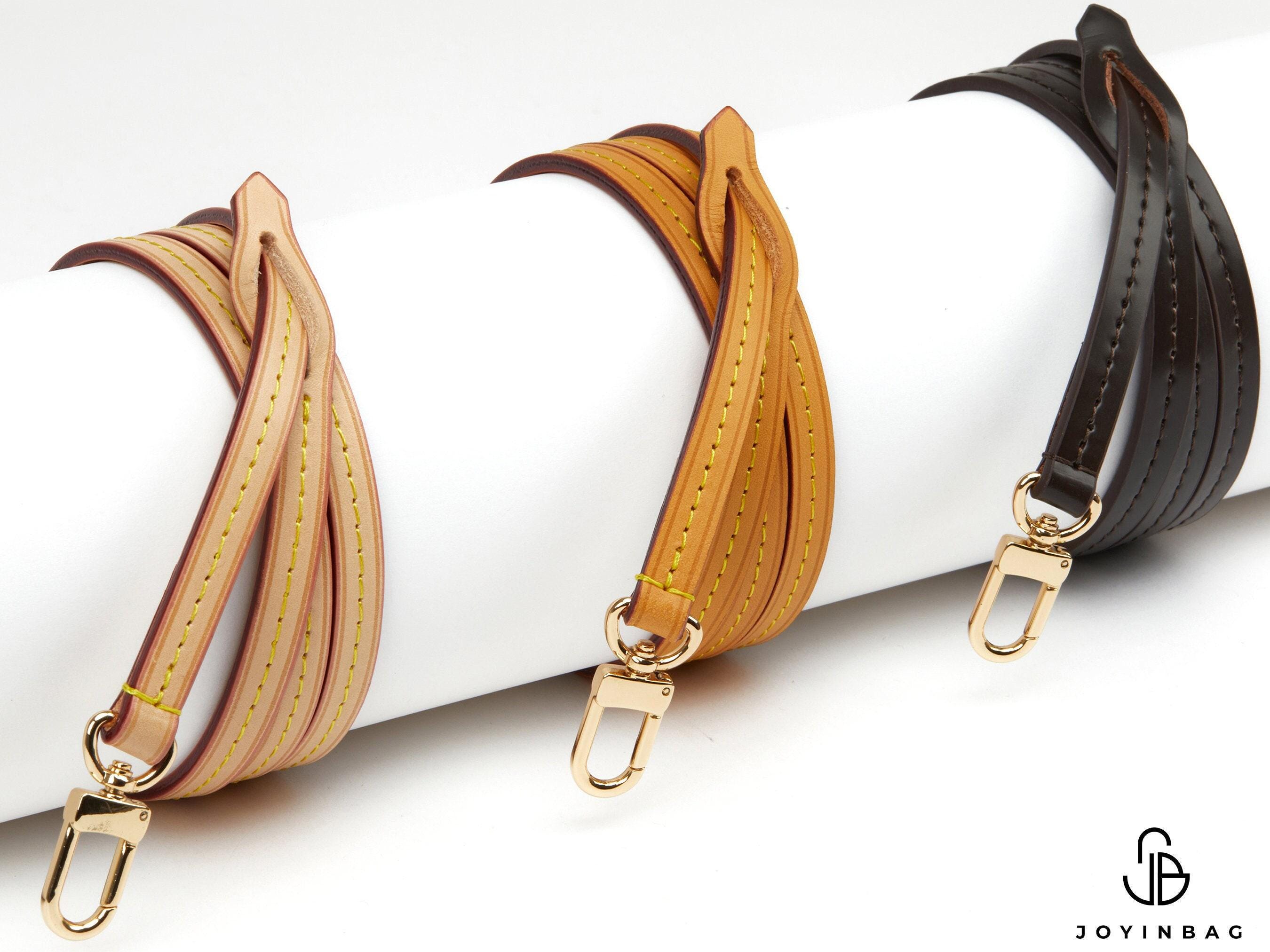 Vachetta Bag Strap, Real Leather Replacement Strap for Designer Purse, Fine Leather Strap with Stitching & Pull-Through Attachment Tab