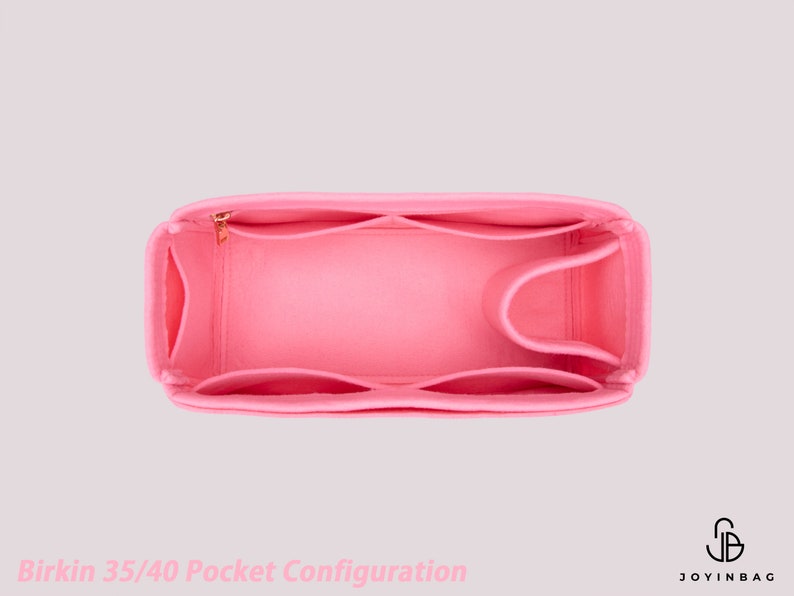 Custom Filz Birkin Organizer Handtascheneinsatz für Birkin 25/30/35/40 Modelle Handtascheneinsatz mit mehreren Taschen & Reißverschluss Taschenorganizer Bild 9